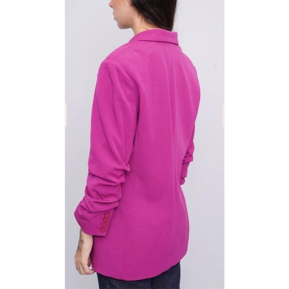 Michael Kors Magenta Ruched Sleeve Blazer NWT Sz 8 - Picture 2 of 13
